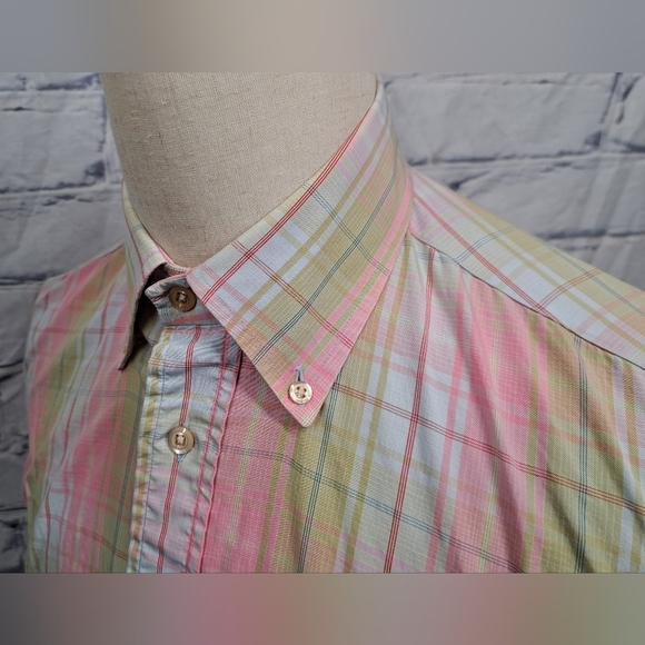 Burberry London Men's Button Down Shirt Check Vintage USA 90s Relaxed Fit Medium - Picture 3 of 16